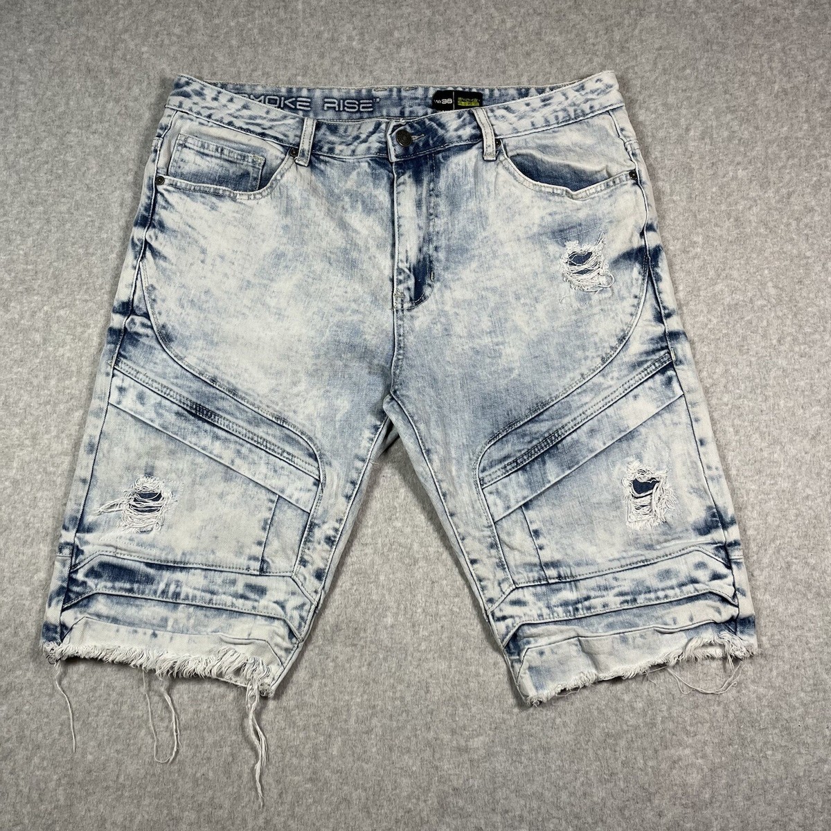 Smoke Rise Shorts Adult Sz 38 Distressed Denim Light Blue Punk