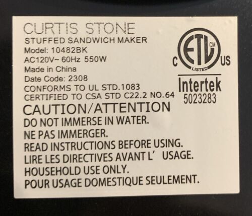 Curtis Stone Stuffed Sandwich Maker Black - New Never Used DORM, Compact (SEC D) - Picture 4 of 5