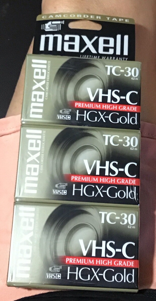 Maxell Camcorder HGX-Gold Videocassette 3 Pack VHS-C Tapes TC-30 Sealed- NEW-image
