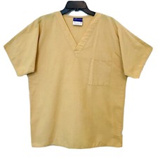 Crest Womens Medium Harvest Gold V Neck Short Sleeve Chest Pocket Scrub Top