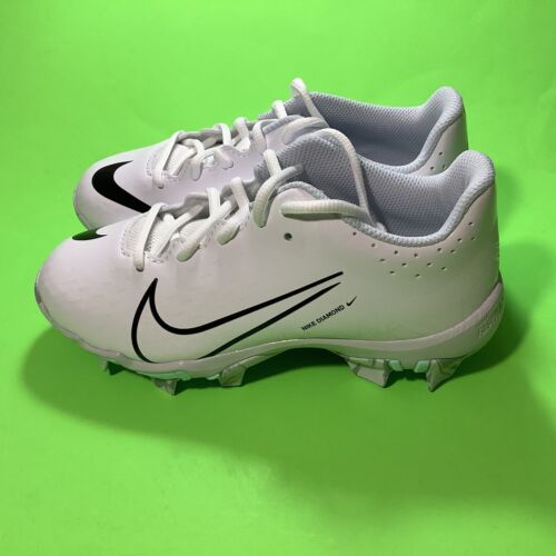 NIKE DIAMOND Youth Unisex Softball Cleats Size 2Y White w/Black, Green NEW