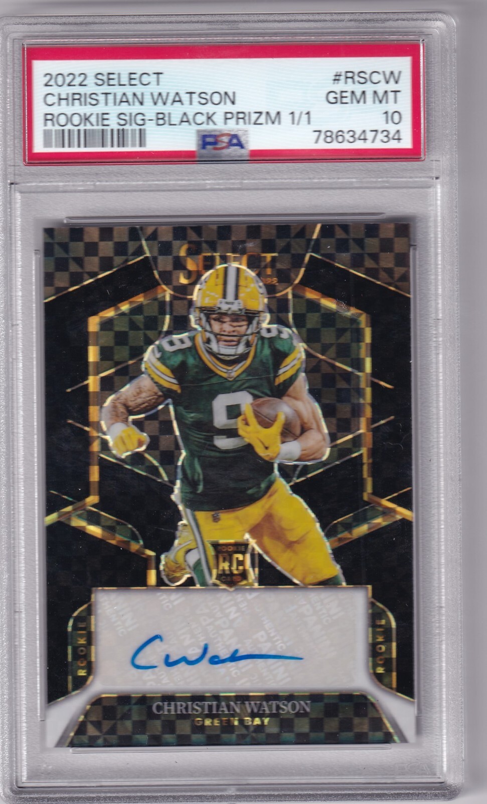 Christian Watson Panini Select Rookie Signatures #RSCW Black Prizm 1/1