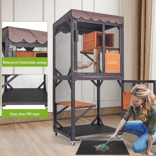 Outdoor Catio Large Cat Enclosure with Wheels Cat House for Window,Garden 71.8" - Picture 4 of 6