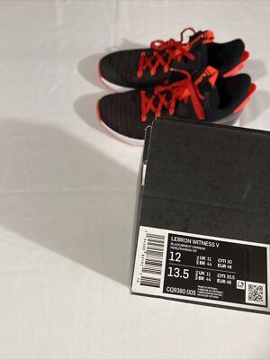 New Mens Size 12 Black Red Nike Lebron Witness V Basketball  display picture 1