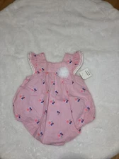 Pink With Flowers 12 Month Crown and Ivy Romper Style. New With Tag