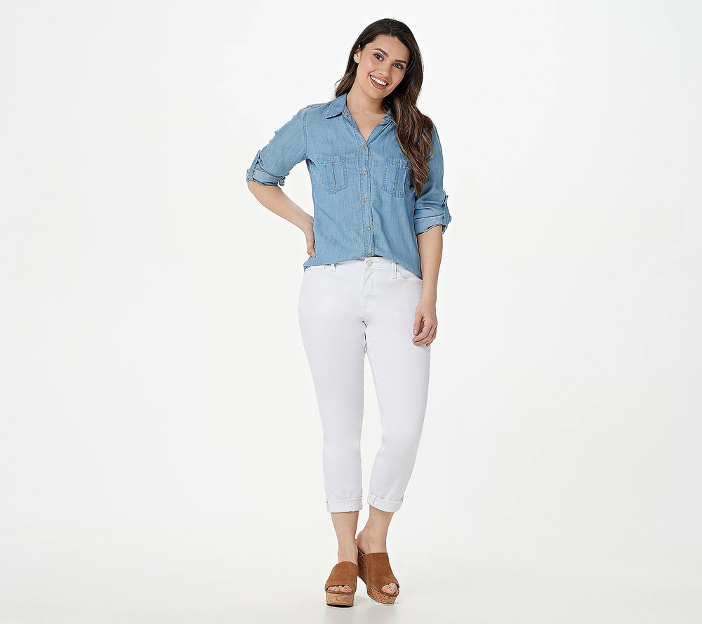 Laurie Felt Daisy Denim Girlfriend Pants in White Size 2 Brand New