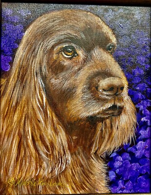 Sussex Spaniel Original Painting On Canvas Framed