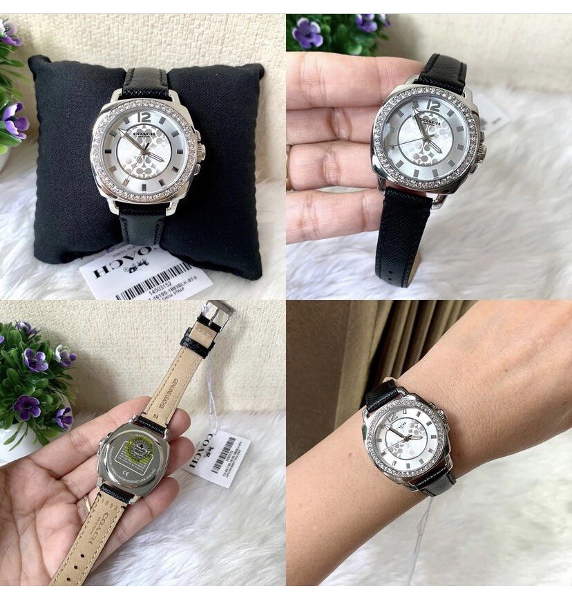 NWB 14503152 AUTHENTIC Coach Women Silver Tone BLACK Leather NWB 14503152 AUTHENTIC Coach Women Silver Tone BLACK Leather
