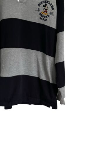 Vintage Disneyland Paris Rugby Polo 90s Striped Navy White Disney Y2K L/XL Shirt - Picture 2 of 11