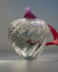 Steuben Rare Marked Glass Apple Ornament Red Ribbon