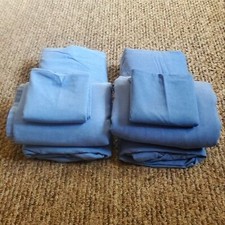2 - Twin Sheet Sets - 2 Fitted Top Pillow Case Sky Blue Fabric - 6 Pieces Total