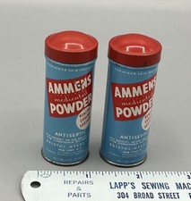 2 Vtg Ammens Powder Talc Tin Talcum Powder Advertising .5oz Travel Sample Size