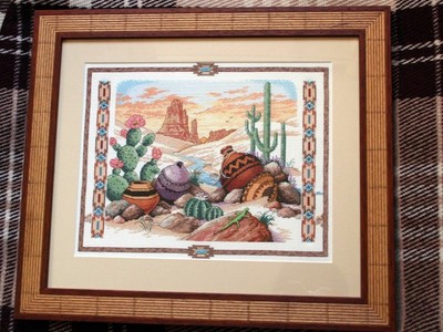 Desert Mountain Cross Stitch Kit Southwest Mesa Still Life Pot Cactus Stitches