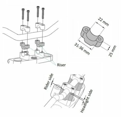 Suzuki SV1000  Handlebar Riser 25mm Gray Color Foto 3 de 3