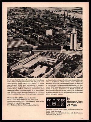 1966 BASF Ludwigshafen West Germany Chemical Plant Photograph Vintage Print Ad