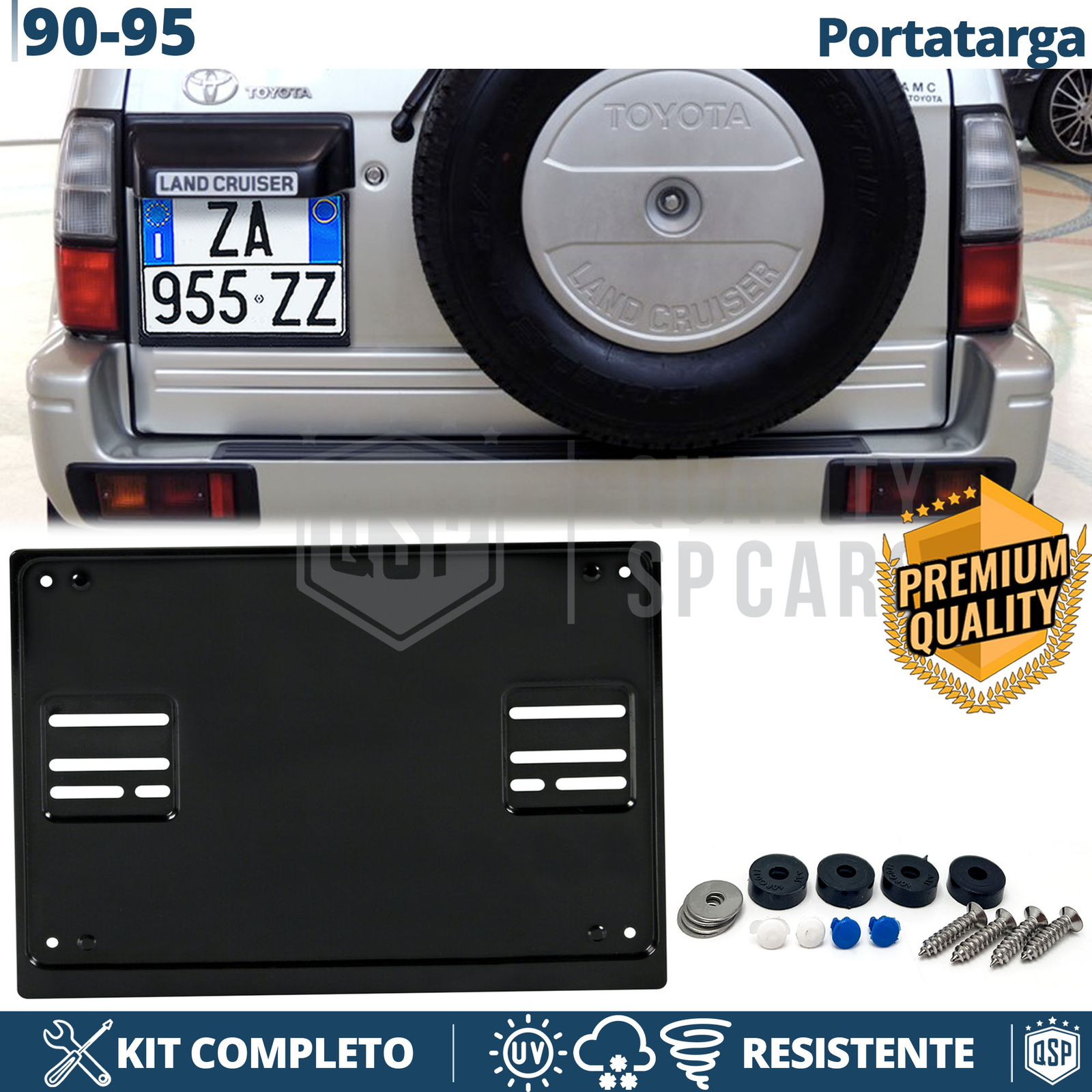Kit Portatarga Acciaio Toyota Land Cruiser 90-95 Posteriore Quadrato