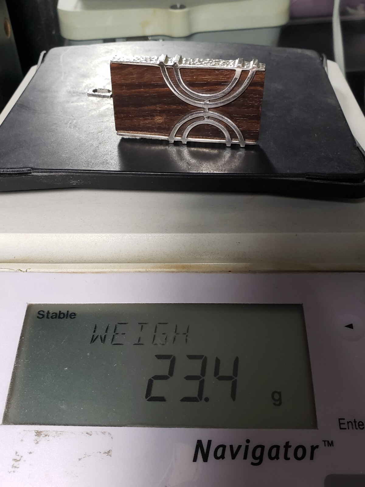 Sterling Silver Wood Rectangular German Pendant - image 8