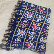 Ethnic Indian Wedding Dupatta Bandhej Silk Print Long Neck Scarf Veil Hijab L"