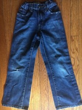 Old Navy Size 8 Slim Boot Cut Boys Girls Jeans Adj Waist Designer Fray Knee 401
