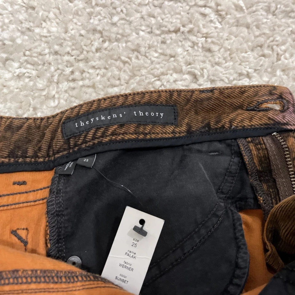 Pantalones de pana Theory Theyskens Sunset Palak nuevos con etiquetas $295 talla 25 púrpura marrón Foto 4 de 4