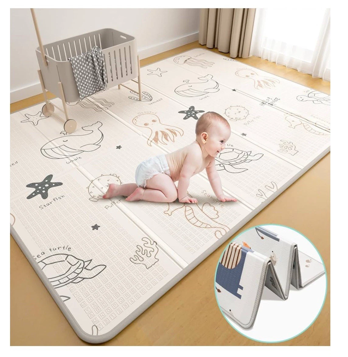 Foldable Baby Play Mat 79x59”, Waterproof