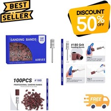 Aluminum Oxide 100-Piece Sanding Bands for Electric Nail Drill - 180 Grit Medium