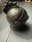 Vintage Cast Metal Knight Helmet Coin Bank Piggy Bank Ornate Medieval Decor — photo 5