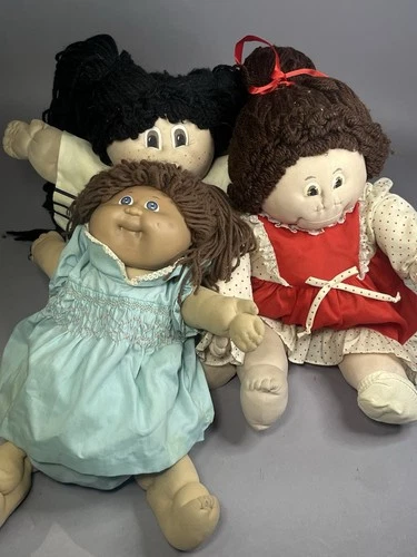 Handmade Cabbage Patch Type Girl Doll 3 Lot and Coleco Original Xavier, Green