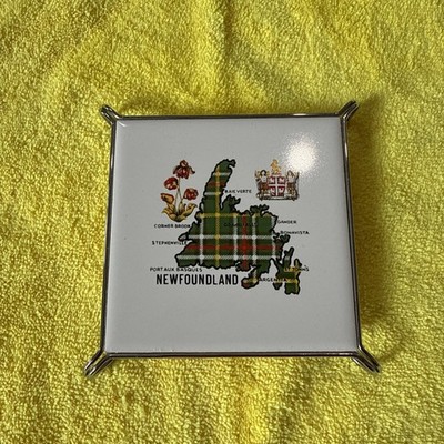 Lord Nelson Pottery Ceramic Plaid Newfoundland Map Decorative Collectible Tile
