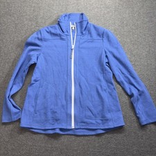 T By Talbots Full Zip Blue Women  s Long Sleeve Jacket Pockets