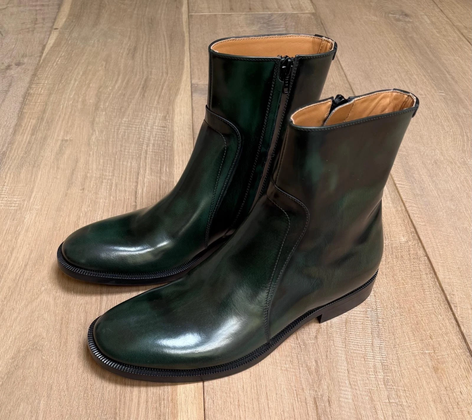 Maison Margiela Green Leather Zip Up boots EU 39 UK 6 US 9 BNWOB Tabi