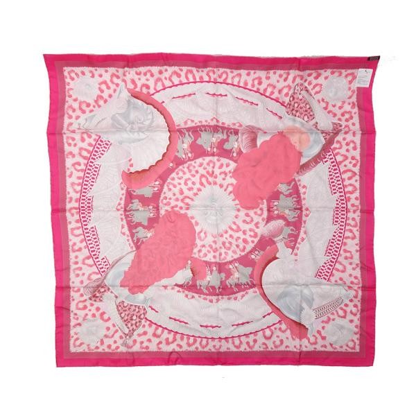 Hermes Carre90 Scarf Ca Scars Et Plumets Pink Faceless Helmet Silk Scarf for Women  