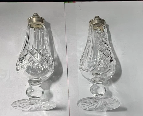 Waterford VTG Lismore & Glendarriff  Tall Footed Salt And Pepper Shakers Pair 6"
