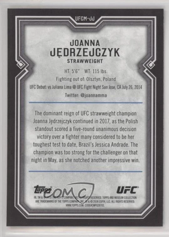 2018 Topps Chrome UFC Museum Collection Chrome Joanna Jedrzejczyk #UFCM-JJ - Image 2 of 2