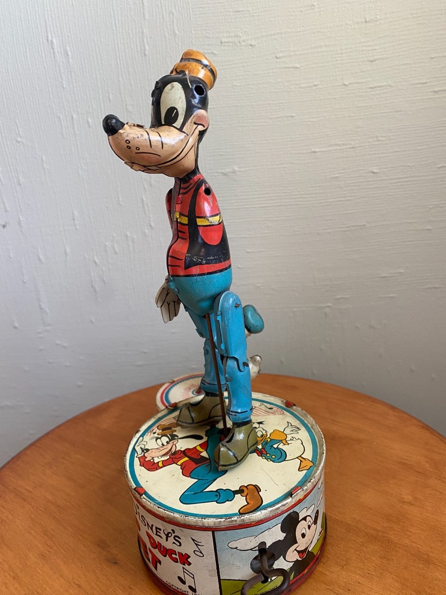 Vintage Marx Disney's Donald Duck & Goofy Duet Wind-Up Drumming