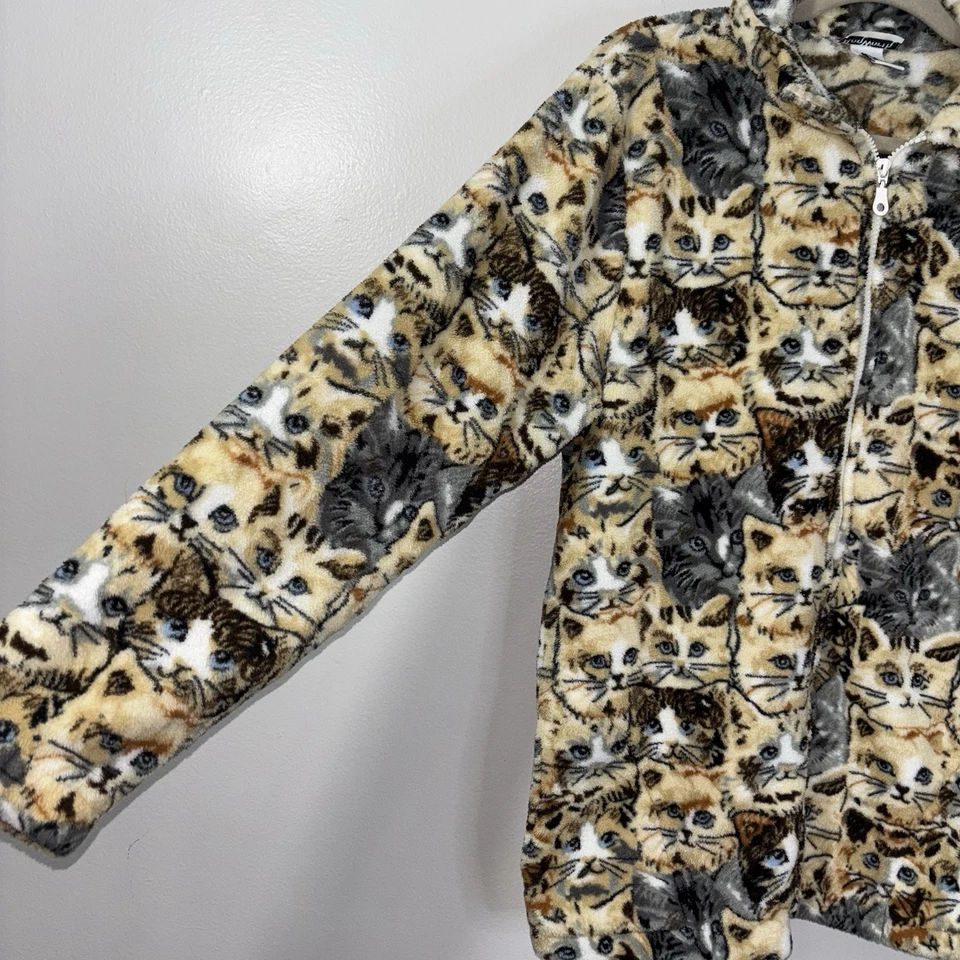Chaqueta De Colección Años 90 Bonworth Y2K All-Over Gatito Gato Polar Cremallera Talla XS Foto 3 de 4