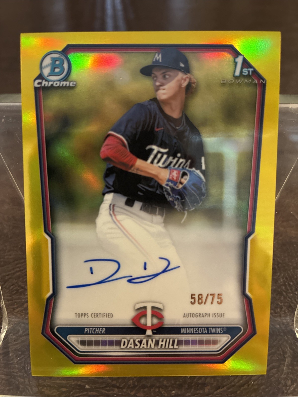2026 Bowman Chrome Dasan Hill 1st Yellow Refractor Auto #/75 Twins #CPA-DH