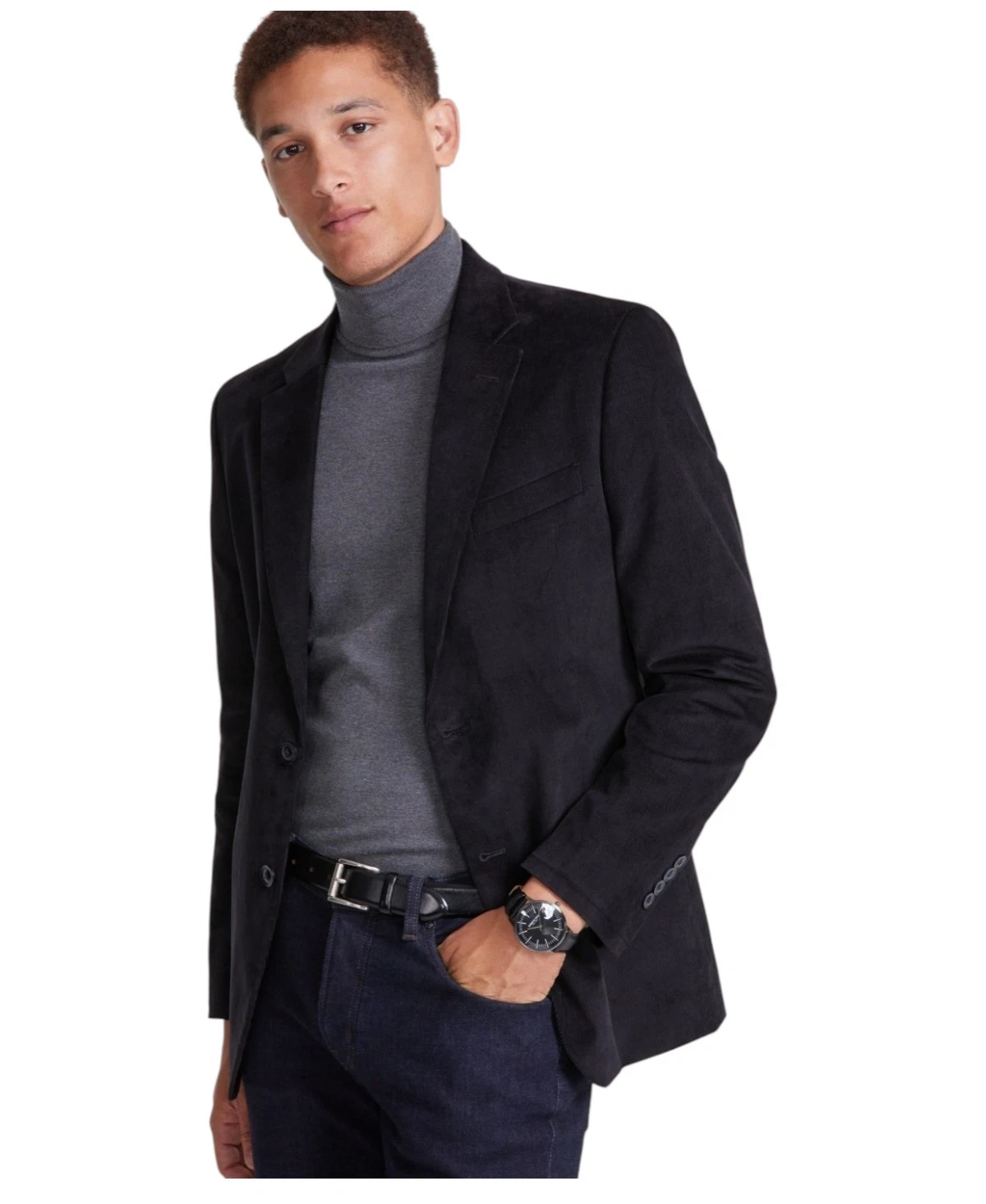 Nautica Mens Modern fit Corduroy Sport Coat Blazer 44 S Black Solid Stretch
Opens in a new window or