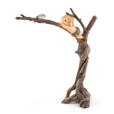 Miniature Fairy Garden and Terrarium Garden Sprite with Bird Statue