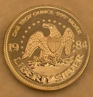 1984 A-Mark Silver Round 1 Troy Ounce .999 Pure Silver - Life Liberty Happiness