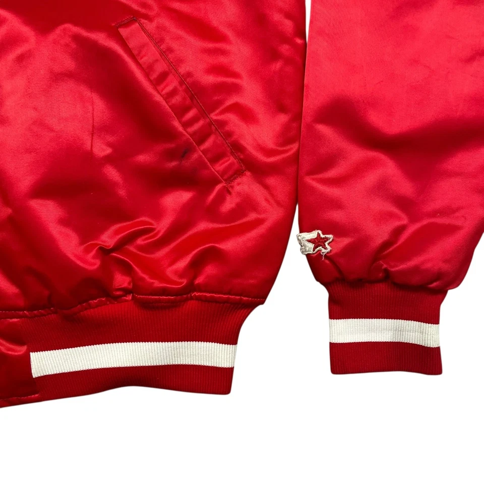CHAQUETA BOMBER SATINADA DE COLECCIÓN AÑOS 90 NCAA INDIANA HOOSIERS STARTER HECHA EN EE. UU. TALLA L Foto 3 de 4