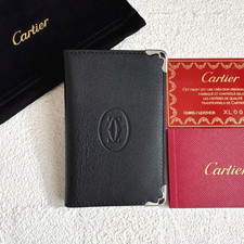 Cartier Must de Cartier Black Calfskin Leather 6CC Card Holder Wallet NIB