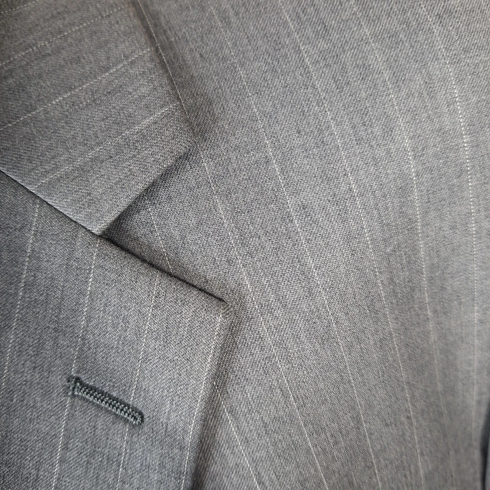 Terno masculino Joseph A Bank 2 peças 44L 38X32 listra cinza 3 botões SV lã cashmere - Imagem 3 de 4