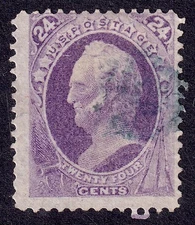 US Scott 153, 1870 Winfield, 24c purple, FINE USED