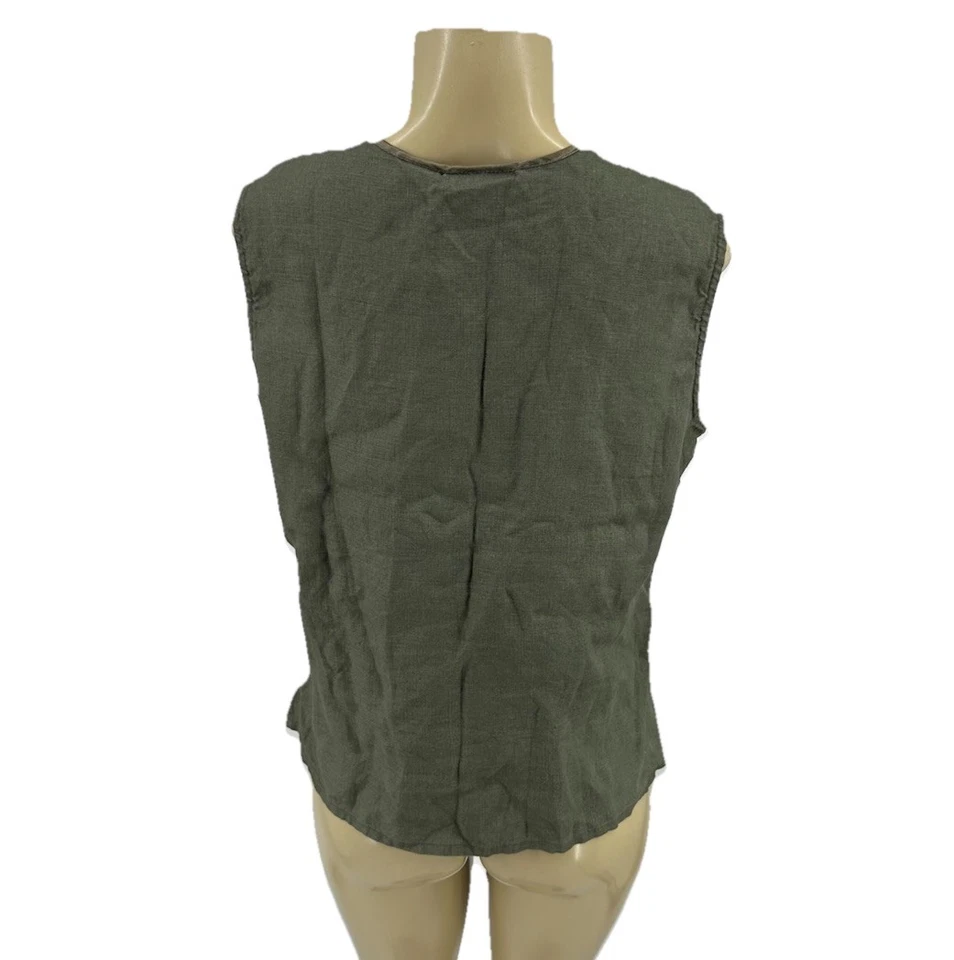 Вилли Смит средний женщин укороченный Майка 100% льняной v-образным вырезом без рукавов ML8 - Изображение 3 из 4