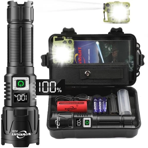 WOWNIGHT Torce LED Super Luminose Ricaricabili, 500000 Lumen Torce Batteria...