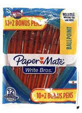 12 RED Paper Mate Ballpoint Pens Per Pack!  1.0 mm Medium Point 10+2