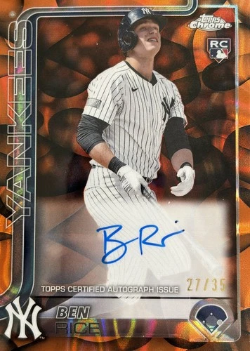 2025 Topps Chrome Update Ben Rice #RA-BR Orange Lava Refractor Black /35 RC AUTO