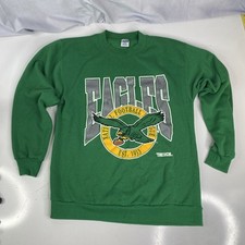  RARE Vintage TRENCH Philadelphia EAGLES Kelly Green Sweatshirt Mens M