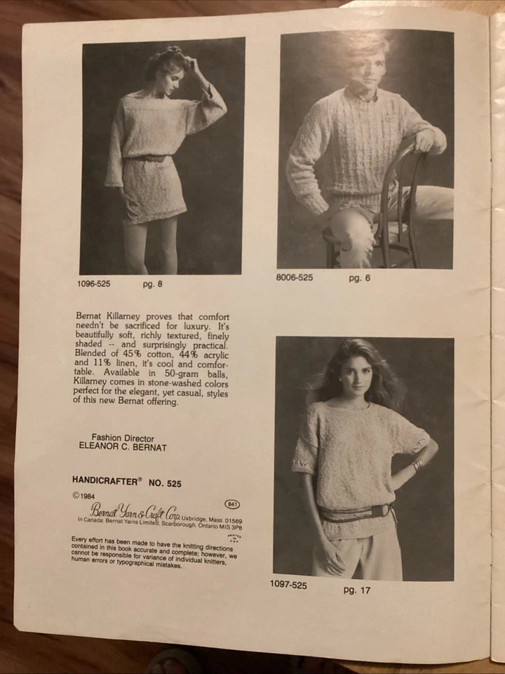 Bernat Killarney Knitting Pattern Elegant Casual Fashion Book No 525 - Image 4 of 4
